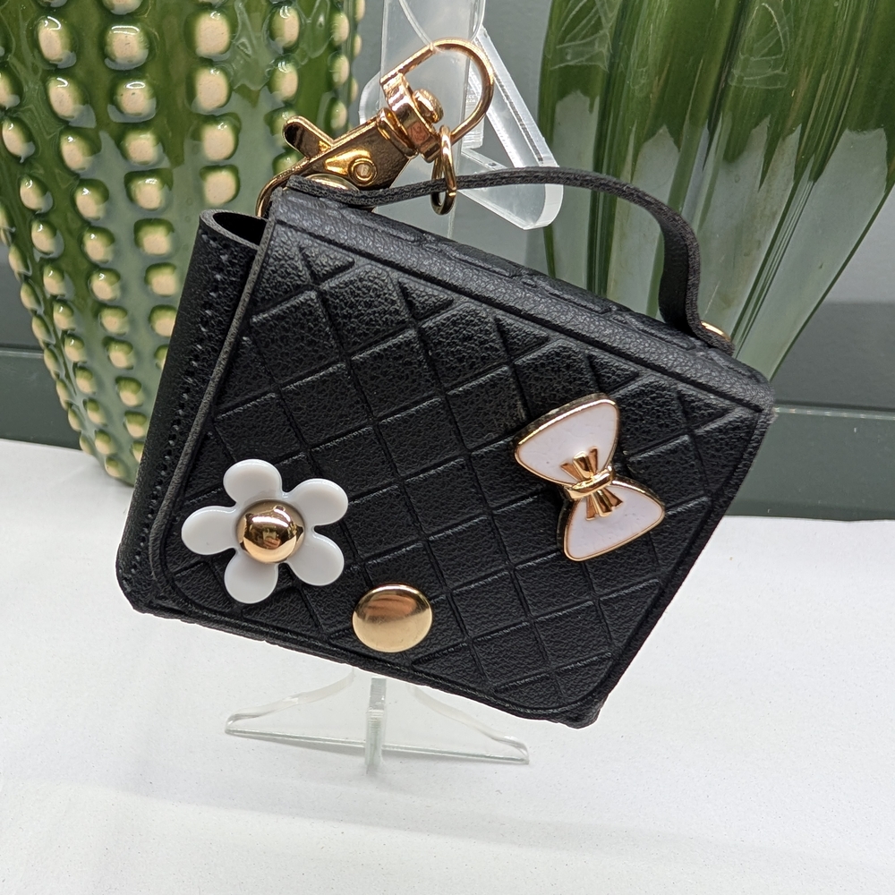 Black Quilted Bagcharm/Keychain/Air Pod Holder